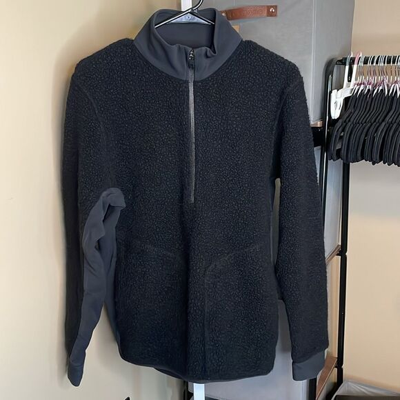 Lululemon Tundra Trek 1/2 Zip sz Small Black Sherpa Fleece M83 - Picture 1 of 8